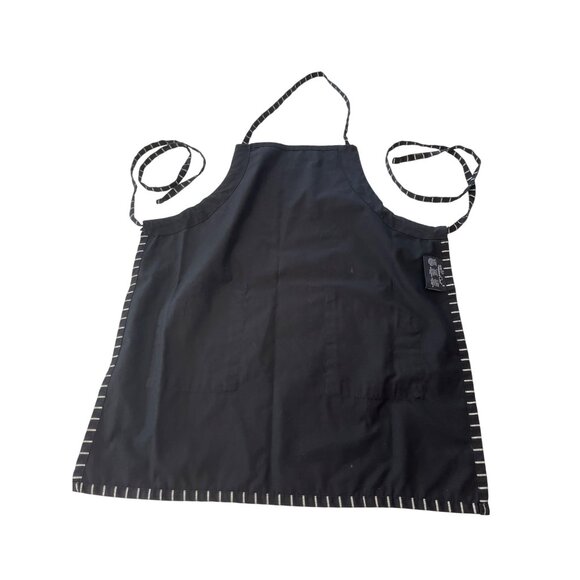 The Pampered Chef Black Apron With Pockets & Striped Trim 1n - Picture 4 of 7